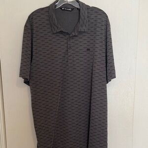 Travis Mathew Grey Three Button Collared Golf Tee Short Sleeve